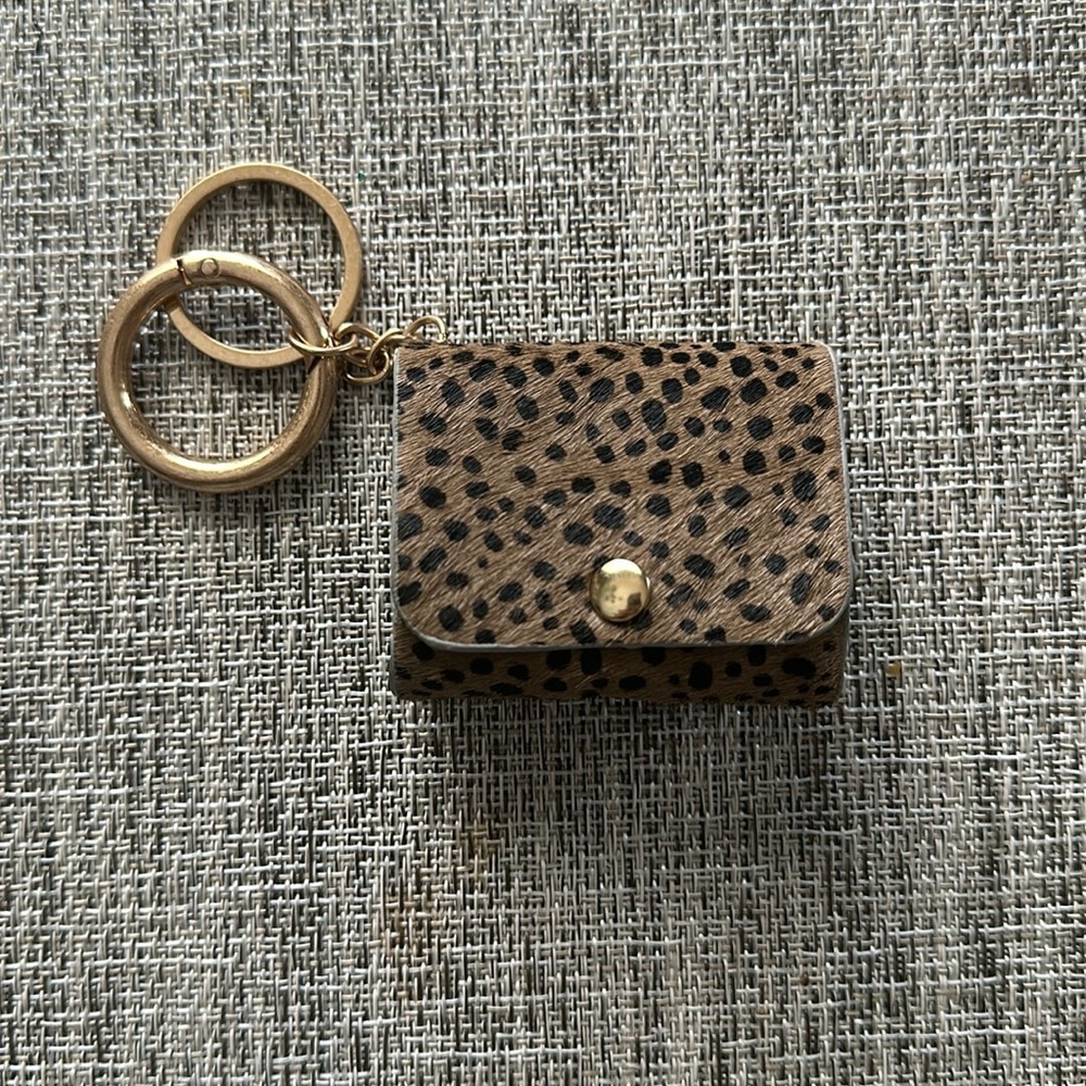 Brown Leopard AirPod Pro Case, Genuine Calf Hair & Leather Keychain